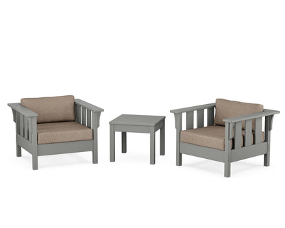 Martha Stewart by POLYWOOD® Acadia 3-Piece Deep Seating Set in Slate Grey / Spiced Burlap