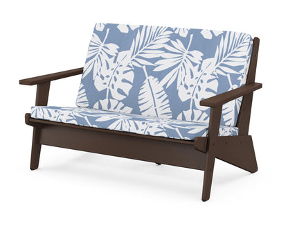 POLYWOOD® Riviera Modern Lounge Loveseat in Mahogany / Leaf Sky Blue