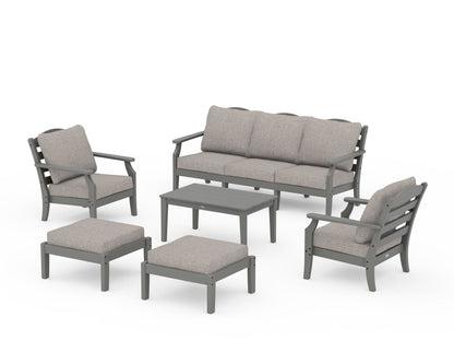 Draper James™ by  POLYWOOD® Savannah 6-Piece Lounge Sofa Set in Slate Grey / Weathered Tweed