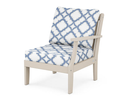POLYWOOD® Braxton Modular Right Arm Chair in Sand / Trellis Sky Blue