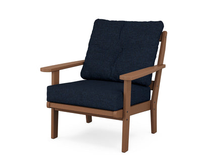 POLYWOOD® Mission Deep Seating Chair in Teak / Marine Indigo