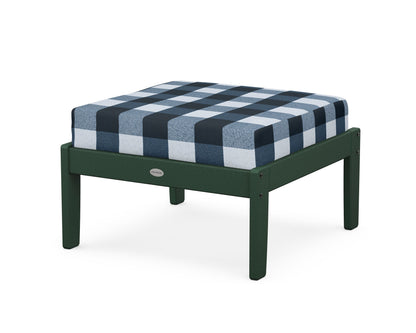 POLYWOOD® Braxton Deep Seating Ottoman in Green / Buffalo Plaid Marine Indigo