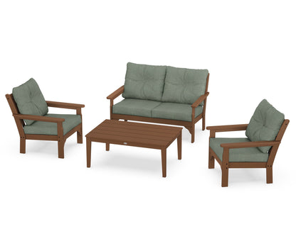POLYWOOD® Vineyard 4-Piece Deep Seating Set in Teak / Cast Sage