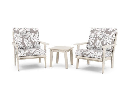 POLYWOOD® Lakeside 3-Piece Deep Seating Chair Set in Sand / Leaf Grey Mist