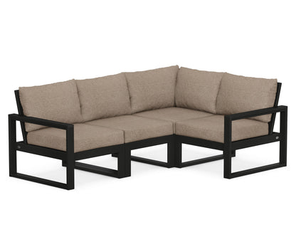 POLYWOOD® EDGE 4-Piece Modular Deep Seating Set in Black / Spiced Burlap