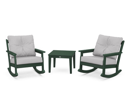 POLYWOOD® Vineyard 3-Piece Deep Seating Rocker Set in Green / Granite