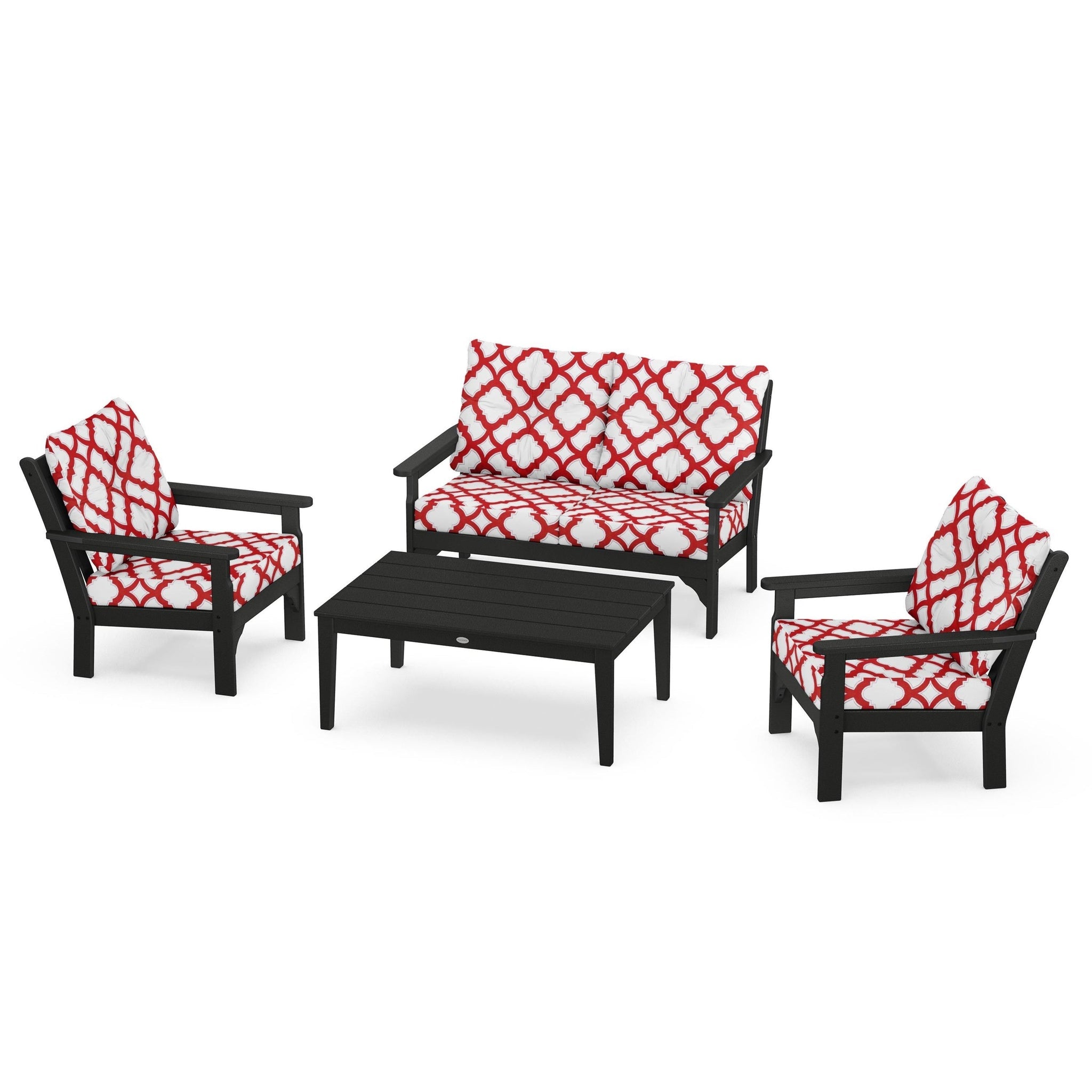 Vineyard 4 Piece Deep Seating Set - Black
