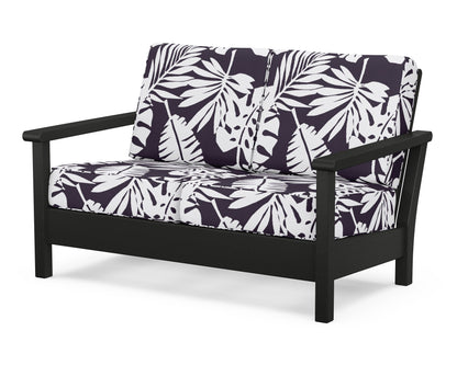 POLYWOOD® Harbour Deep Seating Loveseat in Black / Leaf Navy