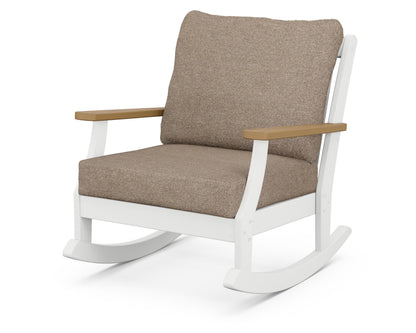 POLYWOOD® Braxton Deep Seating Rocking Chair in White / Natural / Spiced Burlap