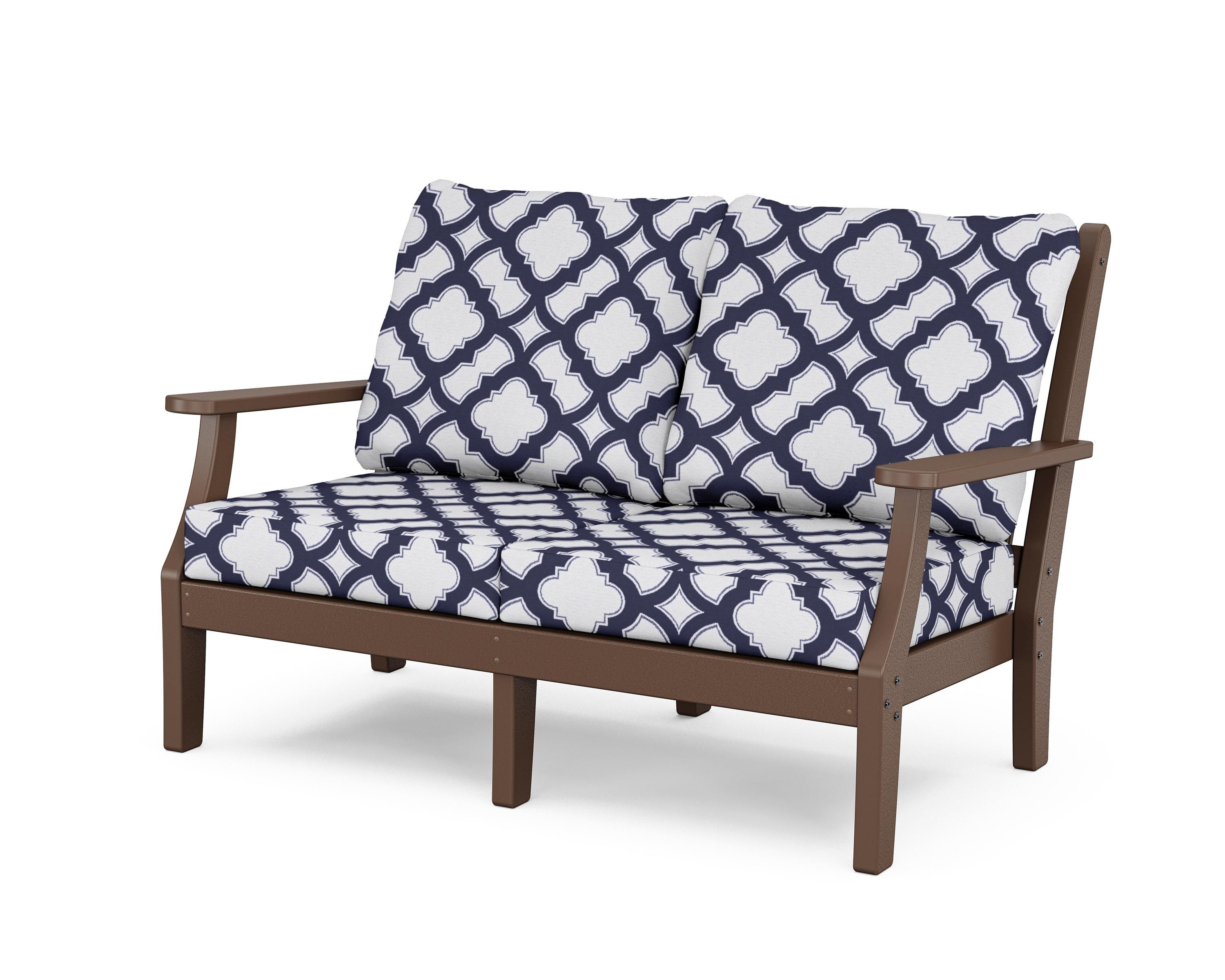 Country Living Wovendale Deep Seating Loveseat in Mahogany / Trellis Navy
