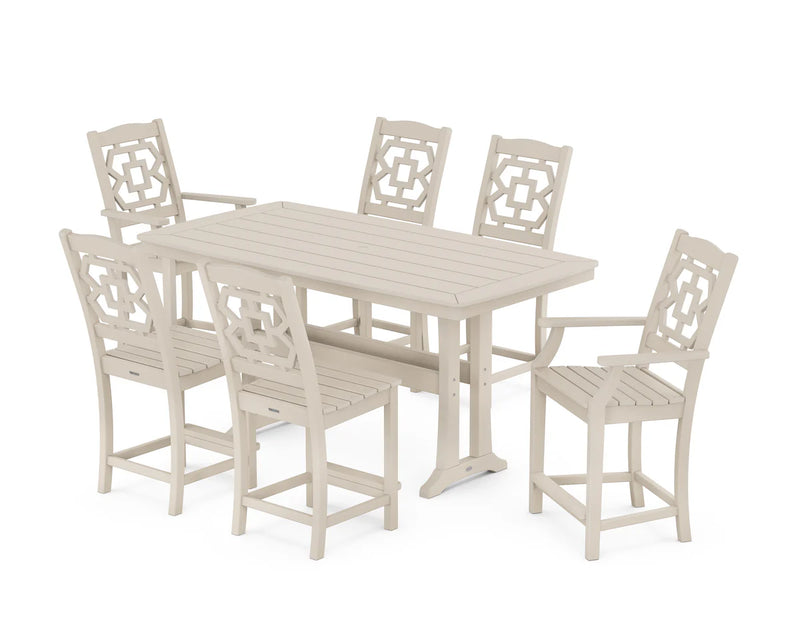 Chinoiserie 7-Piece Counter Set with Trestle Legs
