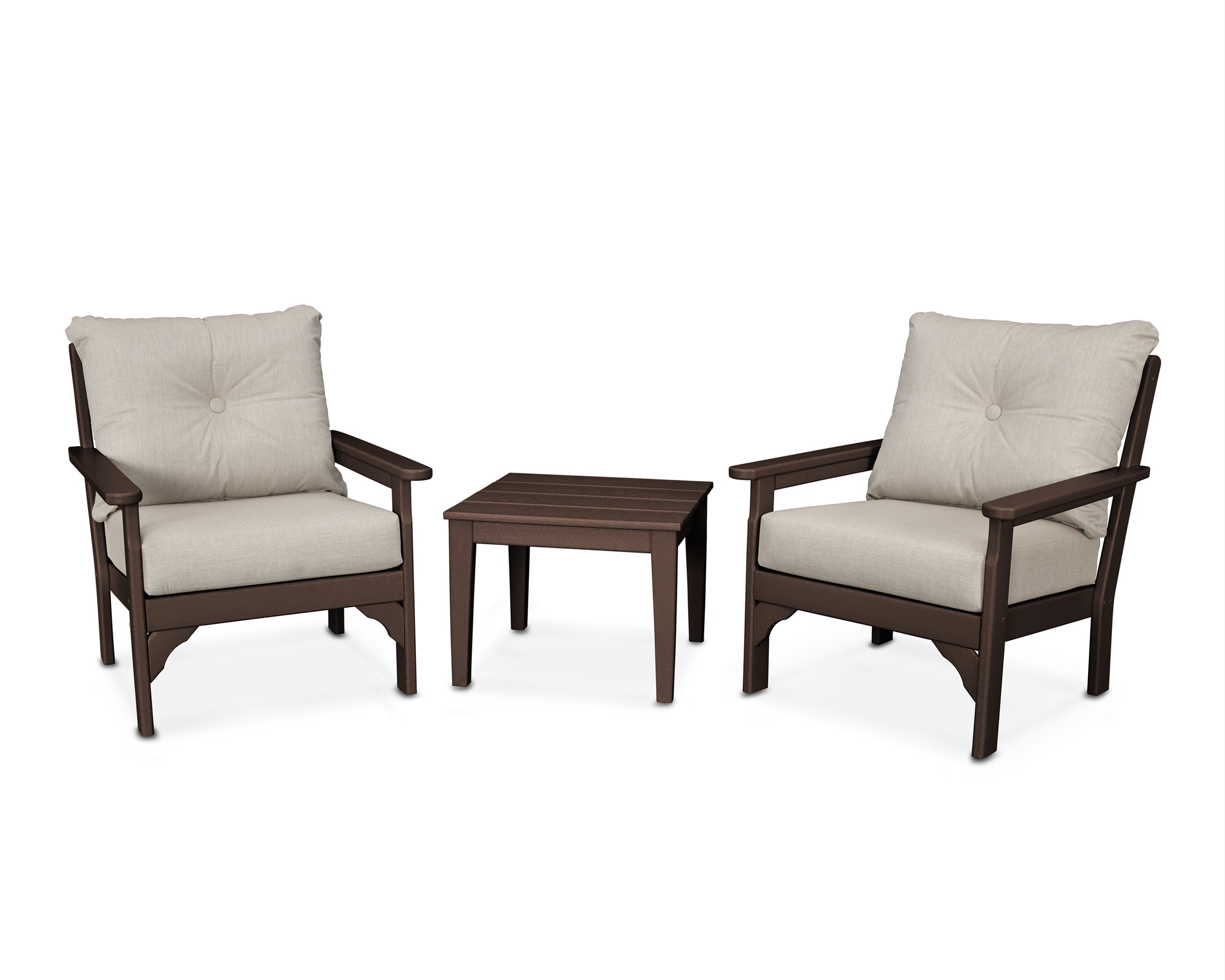 POLYWOOD® Vineyard 3-Piece Deep Seating Set in Mahogany / Cast Ash