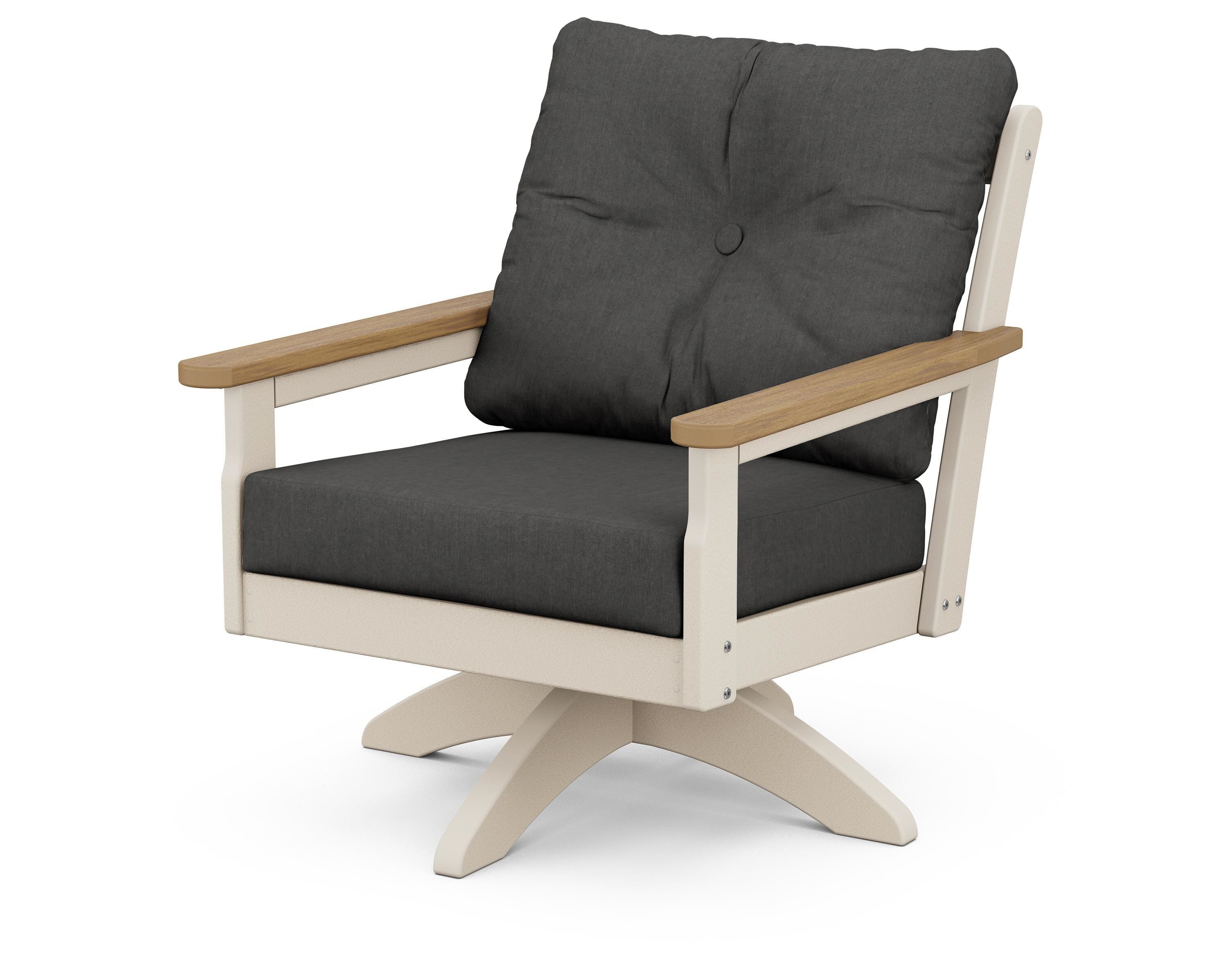 POLYWOOD® Vineyard Deep Seating Swivel Chair in Sand / Natural / Spectrum Carbon