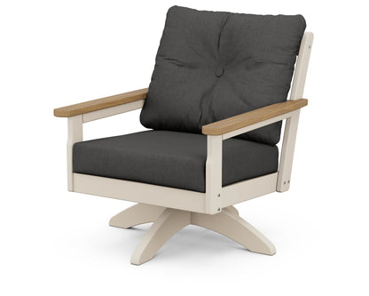 POLYWOOD® Vineyard Deep Seating Swivel Chair in Sand / Natural / Spectrum Carbon