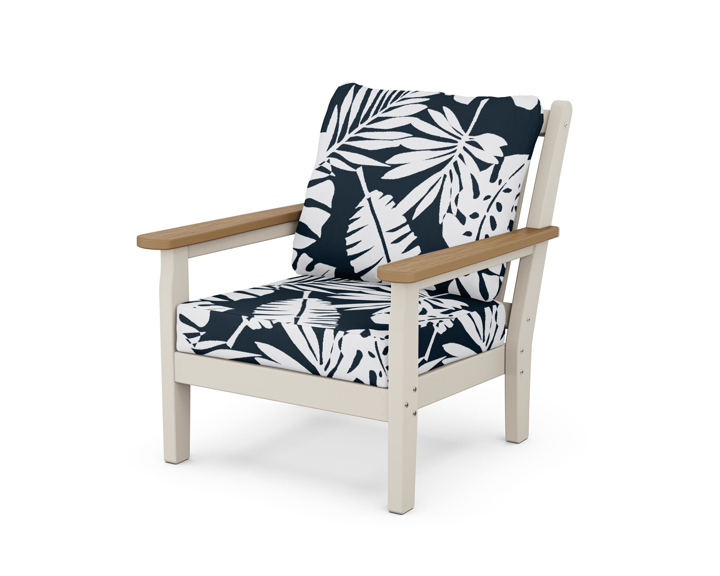 POLYWOOD® Chippendale Deep Seating Chair in Sand / Natural / Leaf Marine Indigo