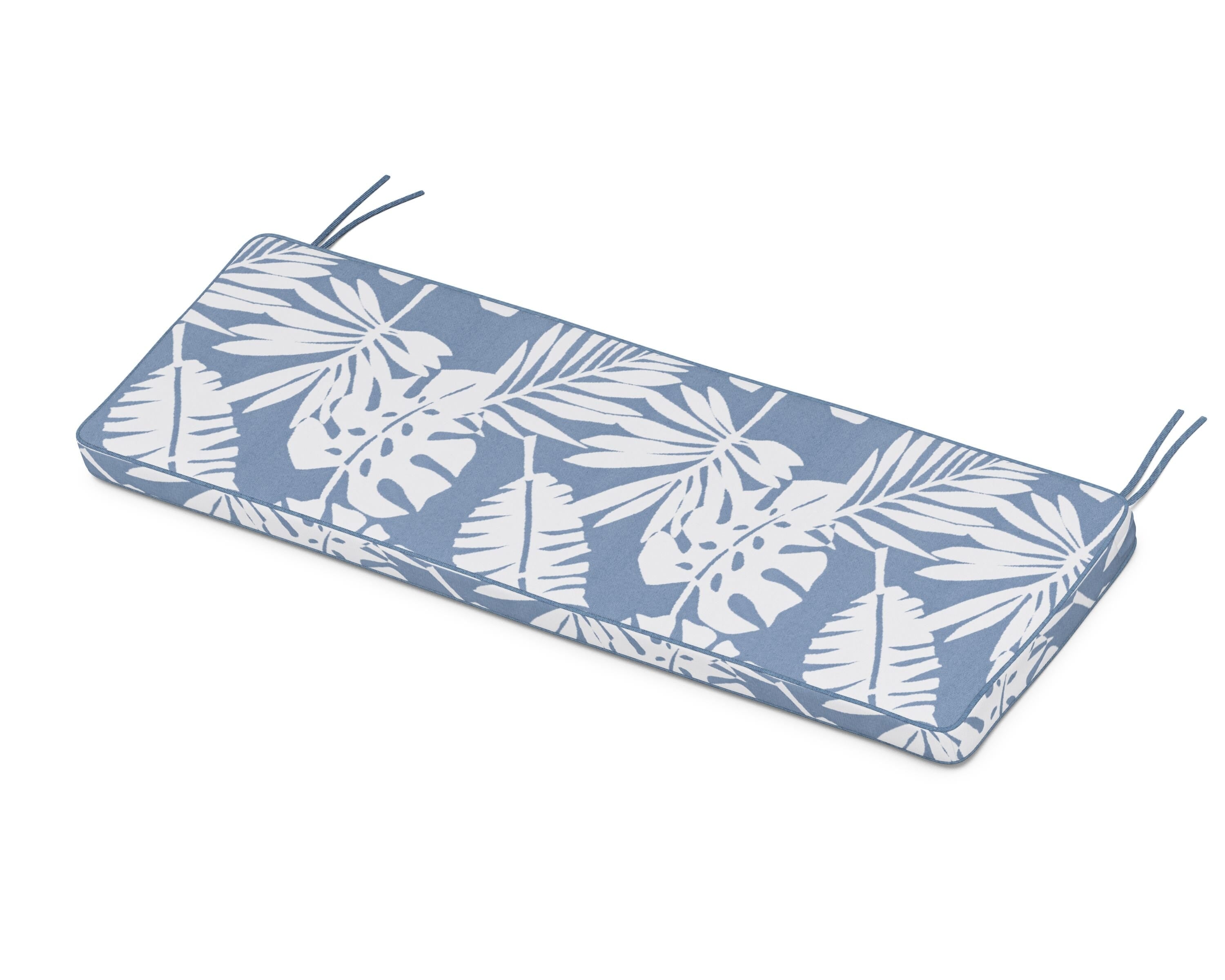 Martha Stewart by POLYWOOD® Chinoiserie Bench Seat Cushion in Leaf Sky Blue