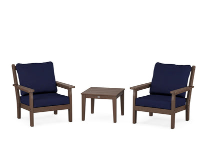 POLYWOOD® Chippendale 3-Piece Deep Seating Set in Mahogany / Navy