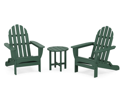 POLYWOOD® Classic Folding Adirondack 3-Piece Set in Green