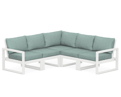 POLYWOOD® EDGE 5-Piece Modular Deep Seating Set in White / Glacier Spa