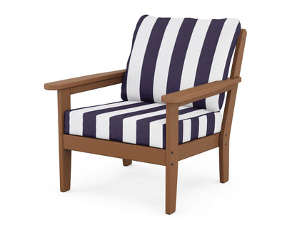 Country Living Cottage Deep Seating Chair in Teak / Cabana Stripe Navy