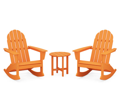 POLYWOOD® Vineyard 3-Piece Adirondack Rocking Chair Set in Tangerine