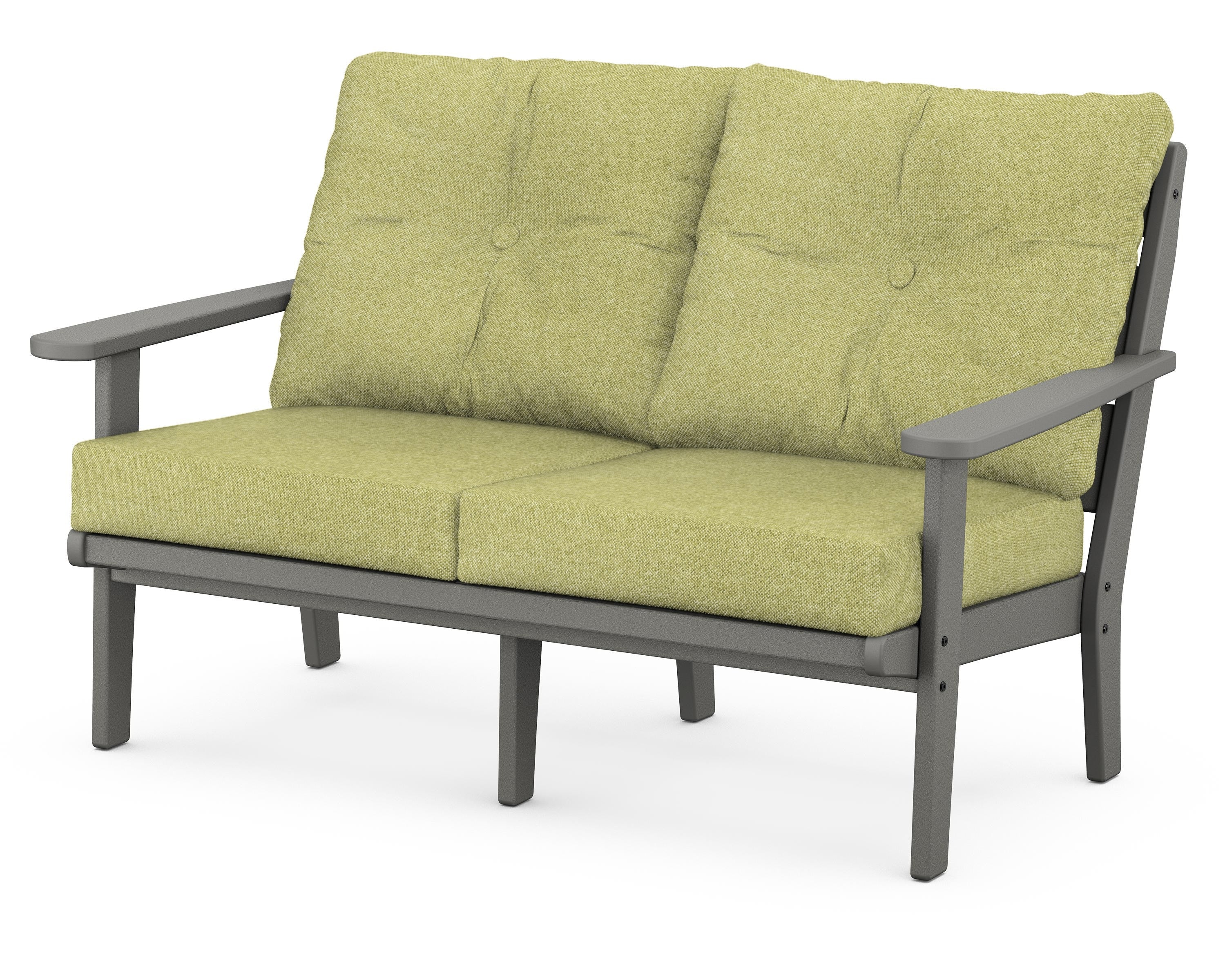 POLYWOOD® Lakeside Deep Seating Loveseat in Slate Grey / Chartreuse Boucle