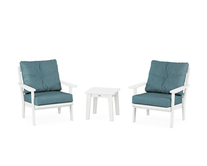 POLYWOOD® Mission 3-Piece Deep Seating Set in White / Ocean Teal