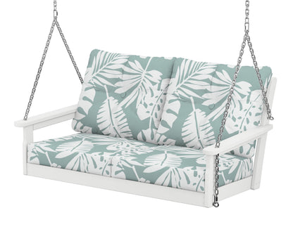 POLYWOOD® Vineyard Deep Seating Swing in White / Leaf Glacier Spa