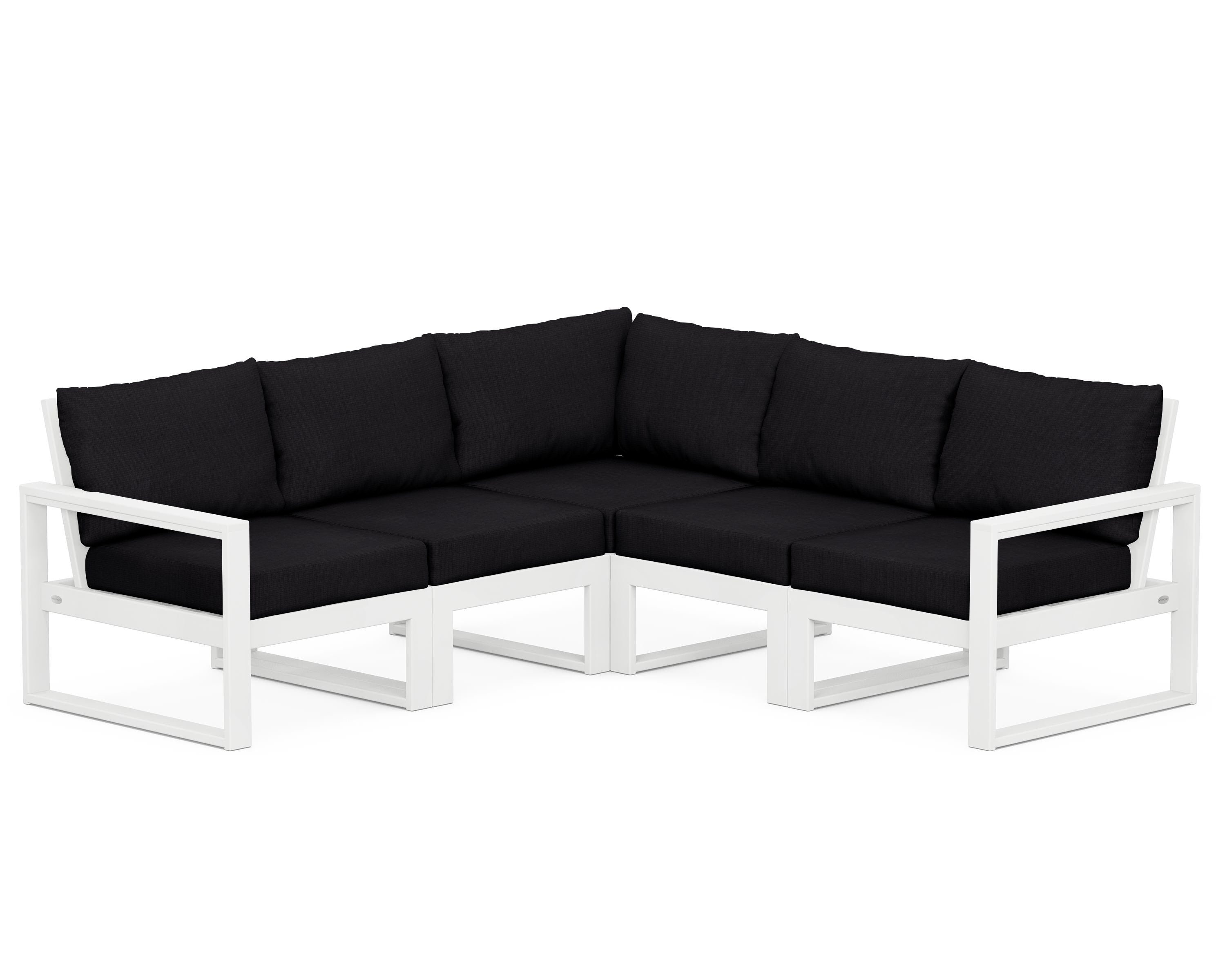 POLYWOOD® EDGE 5-Piece Modular Deep Seating Set in White / Midnight Linen
