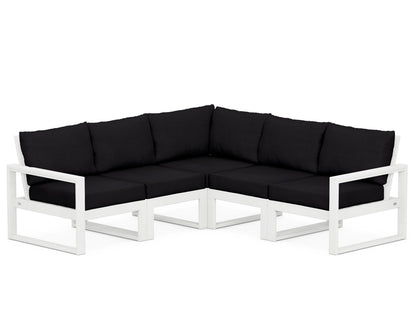 POLYWOOD® EDGE 5-Piece Modular Deep Seating Set in White / Midnight Linen