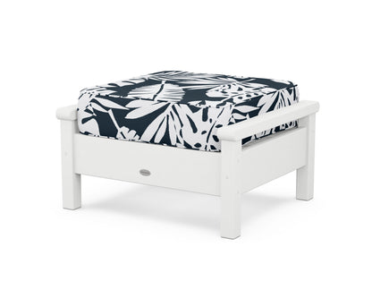 POLYWOOD® Harbour Deep Seating Ottoman in White / Leaf Marine Indigo