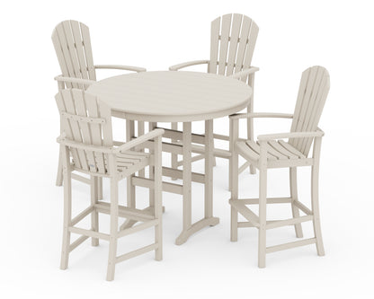 POLYWOOD® Palm Coast 5-Piece Round Farmhouse Bar Set in Sand
