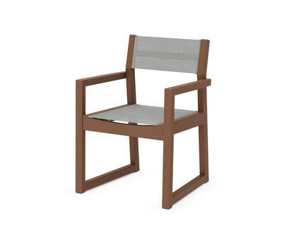 POLYWOOD® EDGE Sling Dining Arm Chair in Teak / Metallic Sling