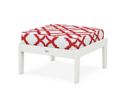 POLYWOOD® Braxton Deep Seating Ottoman in Vintage White / Trellis Crimson