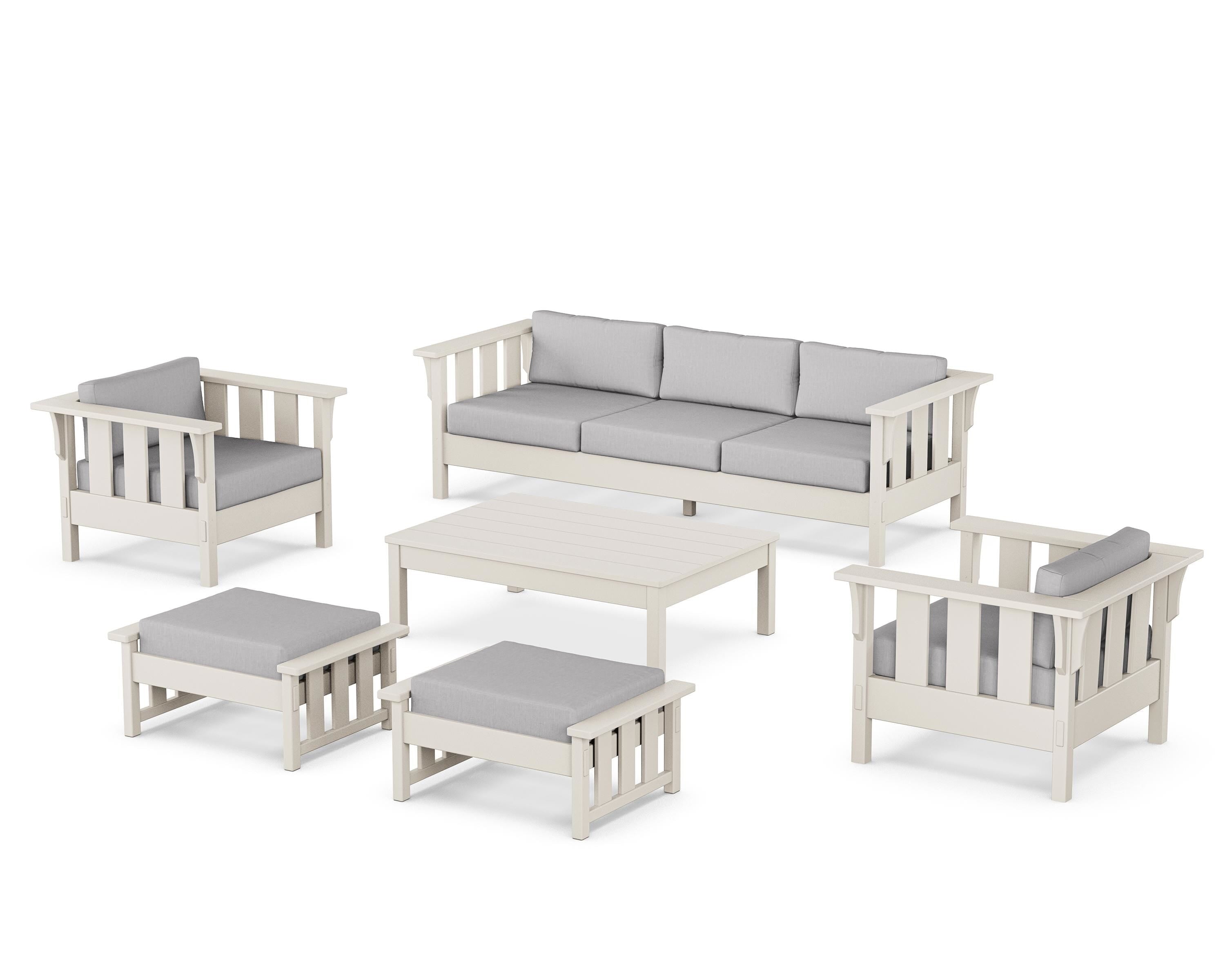 Martha Stewart by POLYWOOD® Acadia 6-Piece Lounge Sofa Set in Sand / Granite