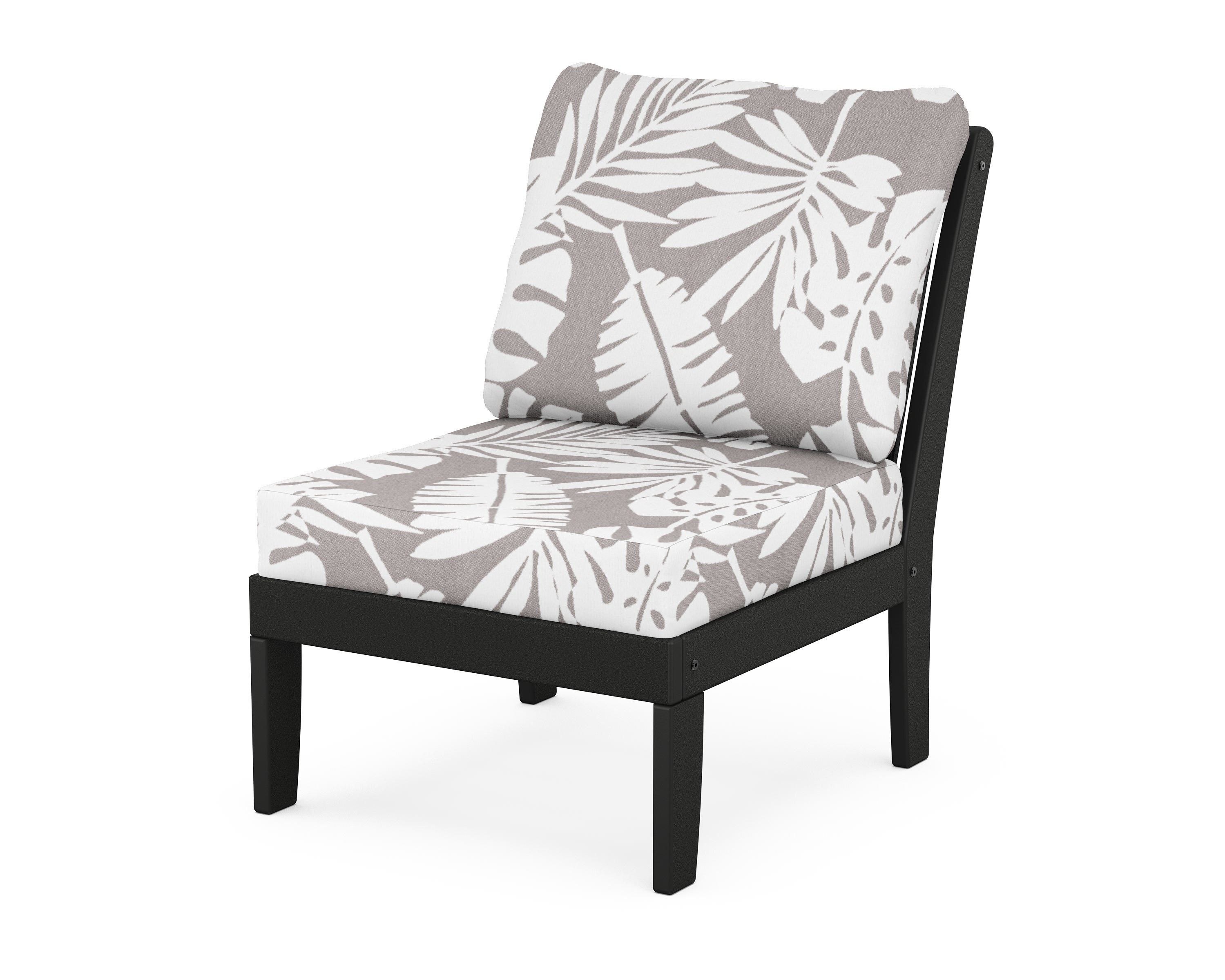 POLYWOOD® Braxton Modular Armless Chair in Black / Leaf Grey Mist