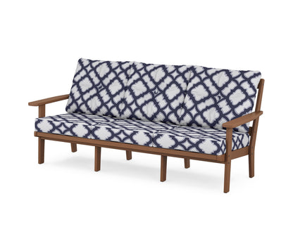 POLYWOOD® Prairie Deep Seating Sofa in Teak / Trellis Navy