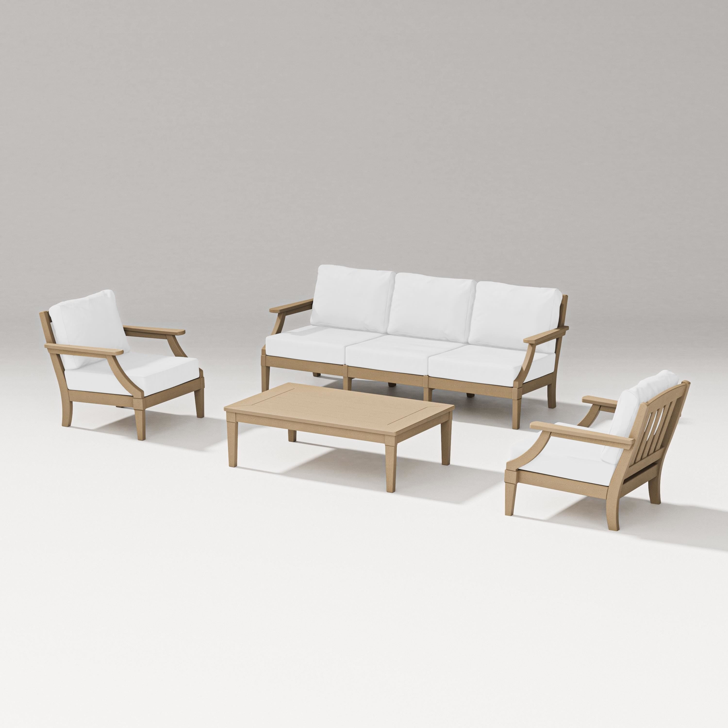 PW Designer Series Estate 4-Piece Lounge Sofa Set in Vintage Sahara / Natural