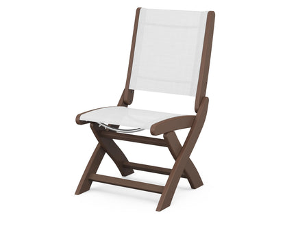 POLYWOOD® Coastal Folding Side Chair in Mahogany / White Sling