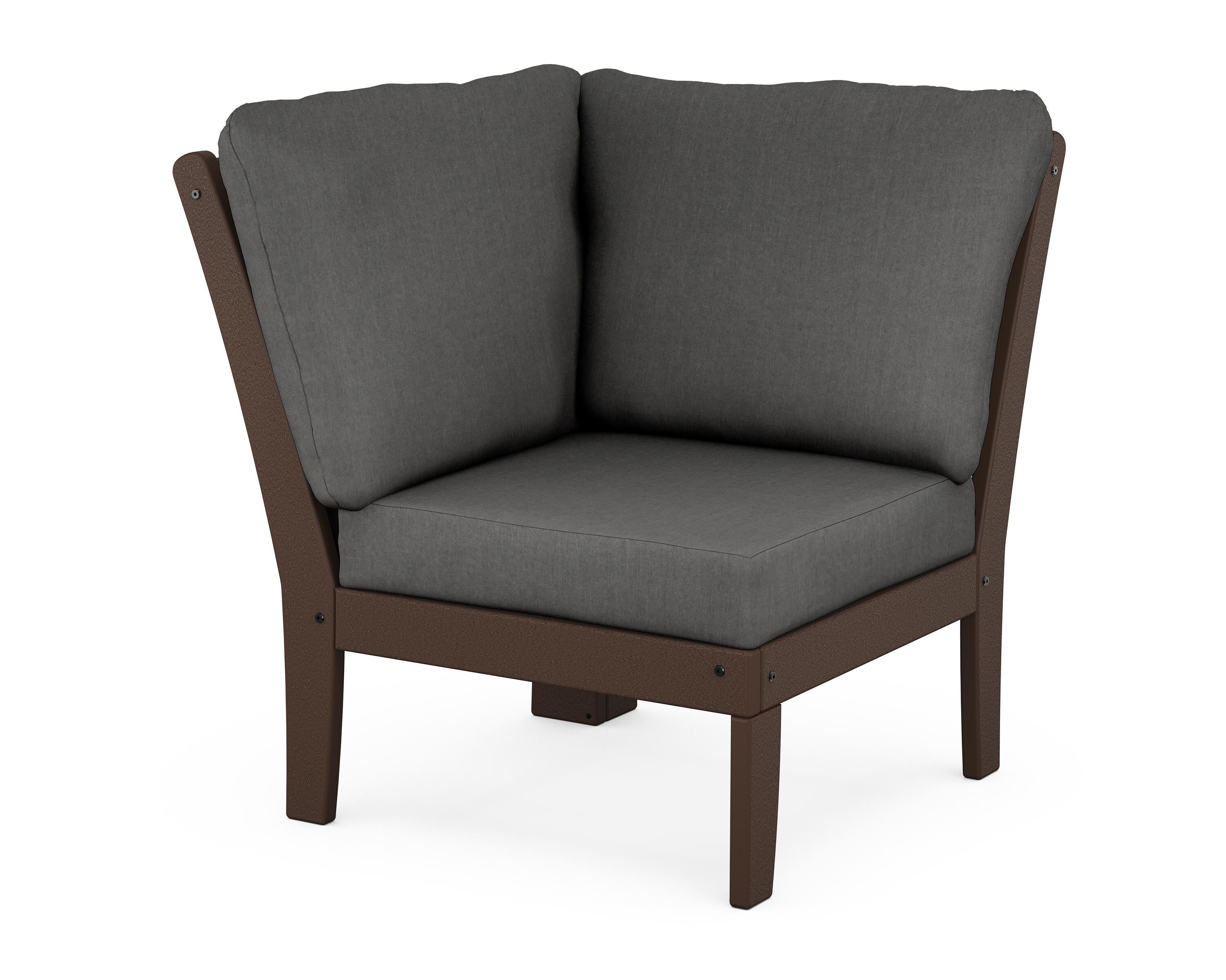POLYWOOD® Braxton Modular Corner Chair in Mahogany / Spectrum Carbon