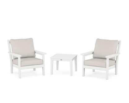 POLYWOOD® Chippendale 3-Piece Deep Seating Set in White / Cast Ash
