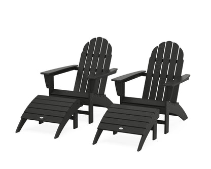 POLYWOOD® Vineyard Adirondack Chair 4-Piece Set with Ottomans in Black