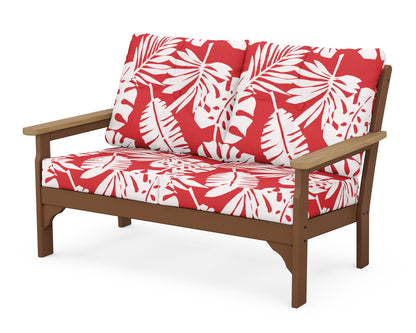 POLYWOOD® Vineyard Deep Seating Loveseat in Teak / Natural / Leaf Crimson