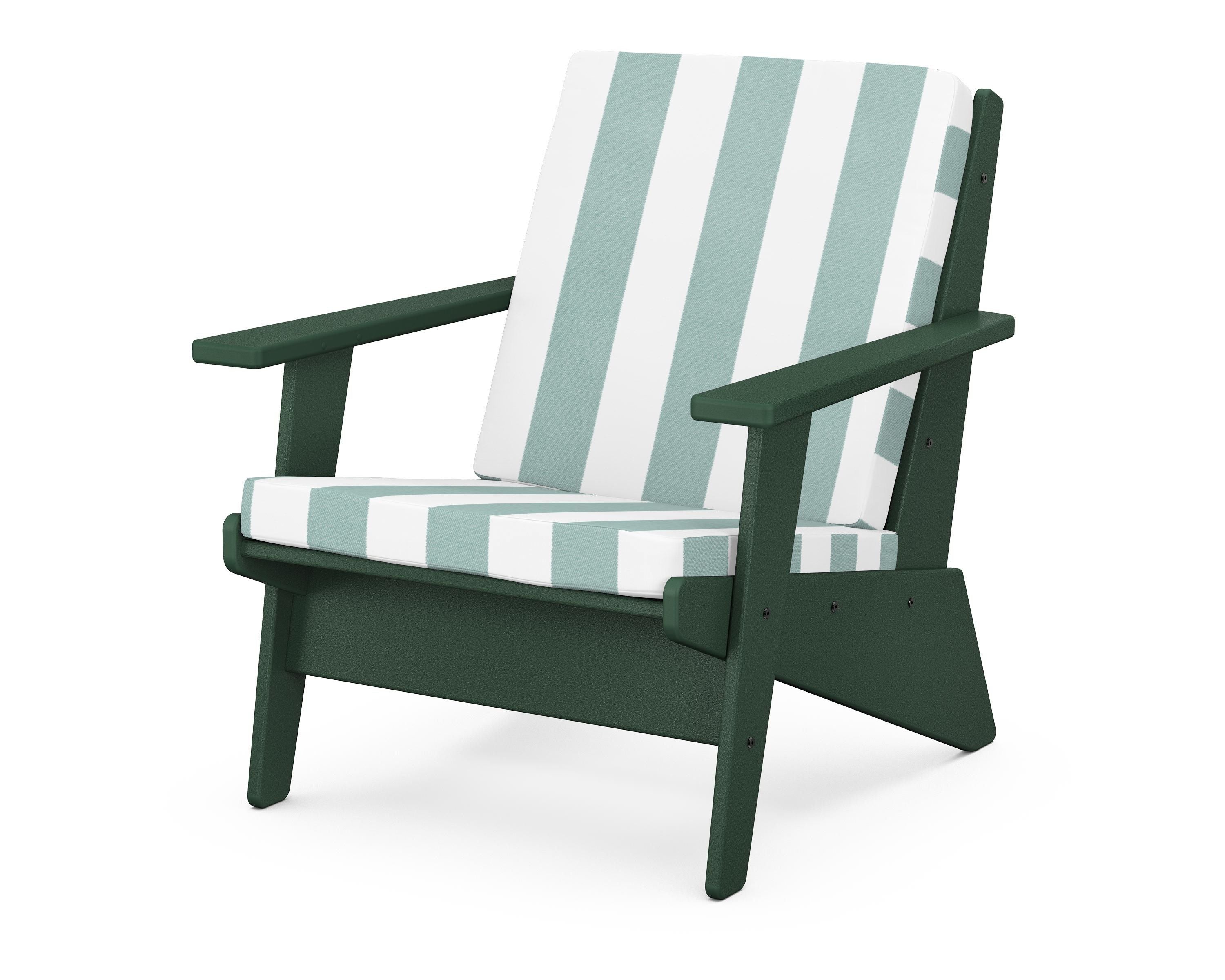 POLYWOOD® Riviera Modern Lounge Chair in Green / Cabana Stripe Glacier Spa