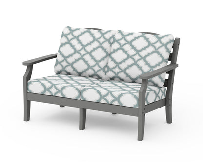 Draper James™ by  POLYWOOD® Savannah Deep Seating Loveseat in Slate Grey / Trellis Glacier Spa