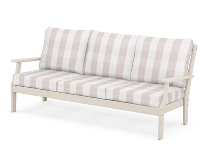 POLYWOOD® Braxton Deep Seating Sofa in Sand / Buffalo Plaid Dune Burlap