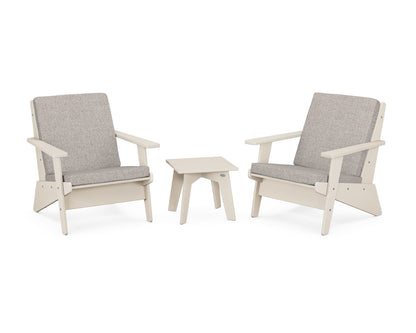POLYWOOD® Riviera Modern Lounge 3-Piece Set in Sand / Weathered Tweed