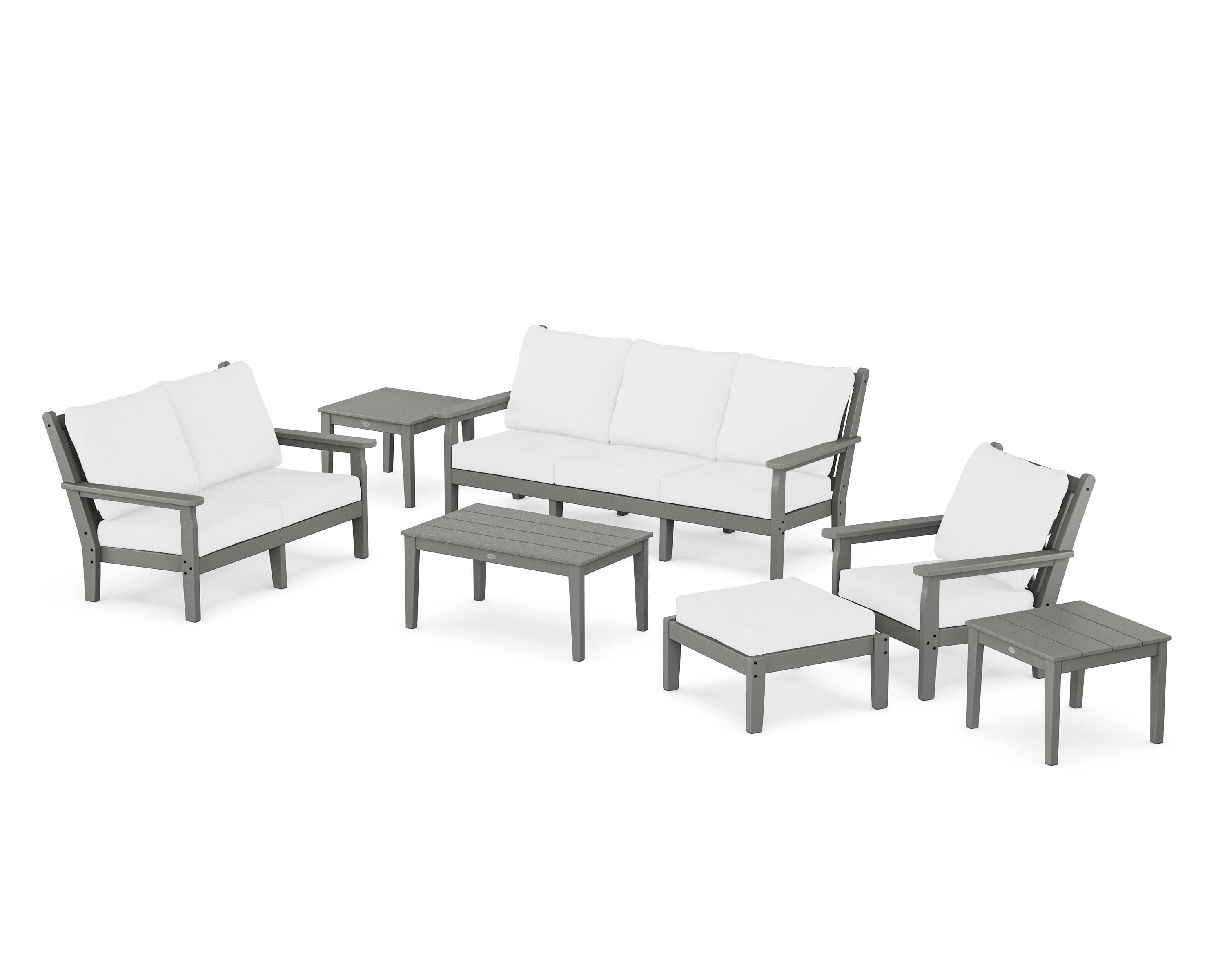 POLYWOOD® Chippendale 7-Piece Deep Seating Set in Slate Grey / Natural