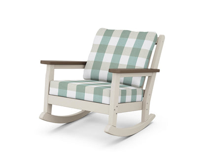 POLYWOOD® Chippendale Deep Seating Rocking Chair in Sand / Kona / Buffalo Plaid Glacier Spa