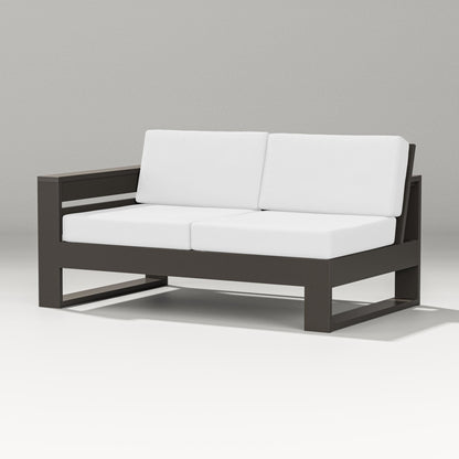 PW Designer Series Latitude Modular Left Arm Loveseat in Vintage Coffee / Natural